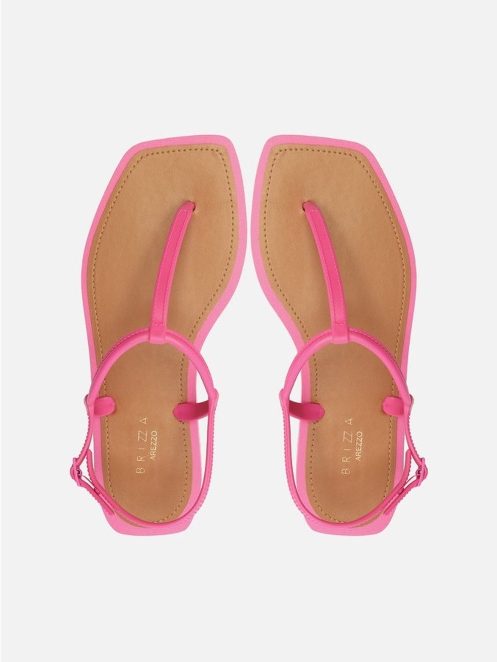 Arezzo Pink Flat Sandals Slim Square Brizza